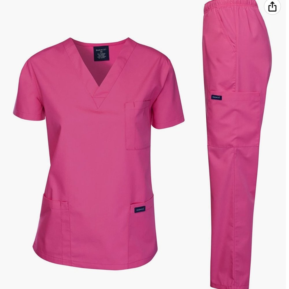 Dagacci Scrubs Medical Uniform Set - Hot Pink